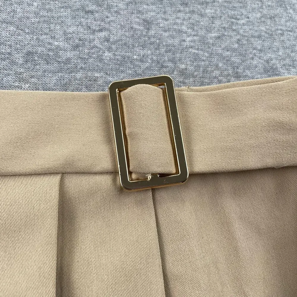 19 Cooper Pleated Skirt Skort XL Khaki Tan Woven Mini Belted Preppy Schoolgirl